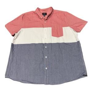 American Eagle Outfitters AEO XXXL 3XL Men's Button Down Red White Blue Short